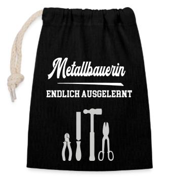 Metallbauerin Endlich Ausgelernt Lehrling Azubine - Verschließbarer Geschenkbeutel aus Baumwolle (14x20cm) - Schwarz - Vorne