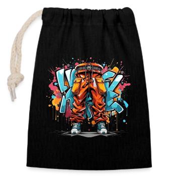 Urban Art Vibes - Abstraktes Graffiti Design - Verschließbarer Geschenkbeutel aus Baumwolle (14x20cm) - Schwarz - Vorne