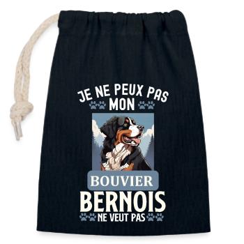 Bouvier bernois chien doux - Sac cadeau en coton avec cordon (14 x 20 cm) - bleu marine - Devant
