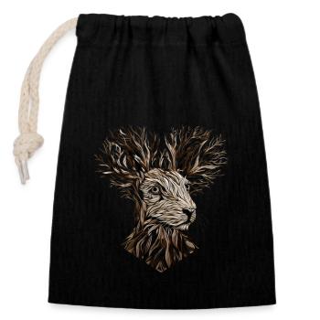 Branching Out Woodland hare - Closable cotton gift bag (14x20cm) - black - Front