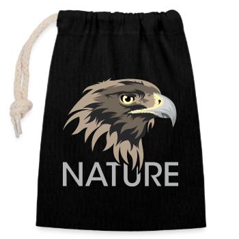 Nature eagle icon animals logo illustration - Closable cotton gift bag (14x20cm) - black - Front