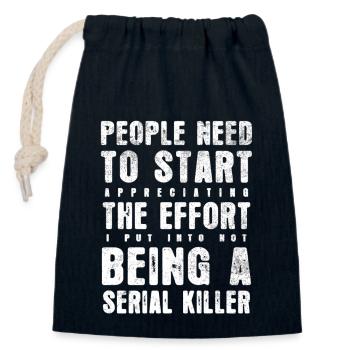 SERIAL KILLER - Closable cotton gift bag (14x20cm) - navy - Front