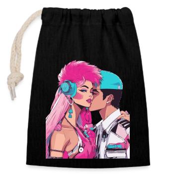 L’amour de l’anime est sans limite - Sac cadeau en coton avec cordon (14 x 20 cm) - noir - Devant