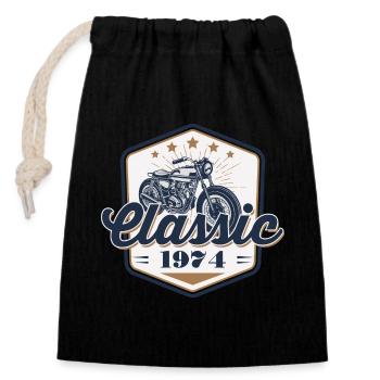 50th Birthday 1974 Motorcycle Classic Car - Closable cotton gift bag (14x20cm) - black - Front