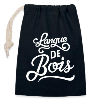 Langue de bois - Sac cadeau en coton avec cordon (14 x 20 cm) - bleu marine - Devant