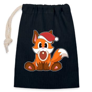 Fuchs Weihnachten Fleisch - Verschließbarer Geschenkbeutel aus Baumwolle (14x20cm) - Navy - Vorne