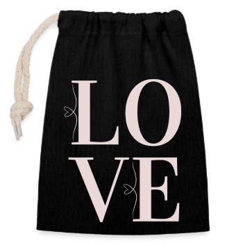 Amour - Liebe - Sac cadeau en coton avec cordon (14 x 20 cm) - noir - Devant