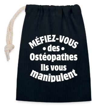 osteopath, osteopaths, medicine - Closable cotton gift bag (14x20cm) - navy - Front