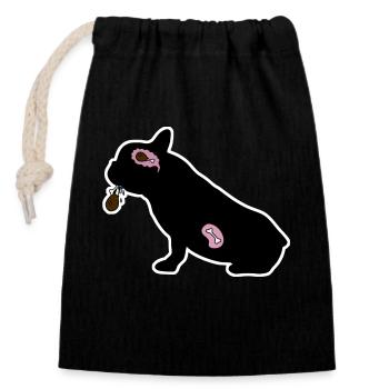 Chien Silhouette - Sac cadeau en coton avec cordon (14 x 20 cm) - noir - Devant