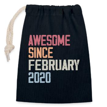 February 2020, 4th Anniversary 2020 February 4 years - Closable cotton gift bag (14x20cm) - navy - Front