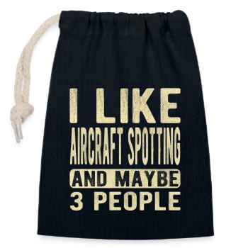 Aircraft spotting Saying - Closable cotton gift bag (14x20cm) - navy - Front