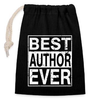 Best Author Ever Author Gift - Closable cotton gift bag (14x20cm) - black - Front