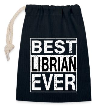 Best Librarian Ever Librarian Gift - Closable cotton gift bag (14x20cm) - navy - Front