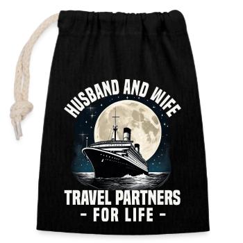 Husband And Wife Cruising Cruise Ship Vacation - Verschließbarer Geschenkbeutel aus Baumwolle (14x20cm) - Schwarz - Vorne