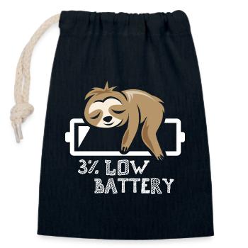 paresseux batterie vide drôles animaux bande dessinée dessin animé - Sac cadeau en coton avec cordon (14 x 20 cm) - bleu marine - Devant