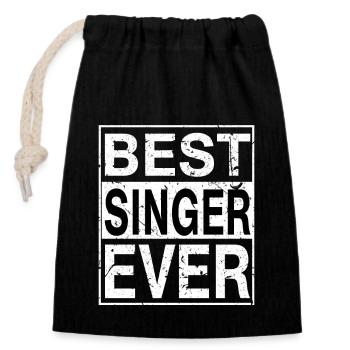 Best Singer Ever Singer Gift - Closable cotton gift bag (14x20cm) - black - Front