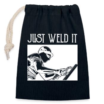 Just Weld It - Closable cotton gift bag (14x20cm) - navy - Front