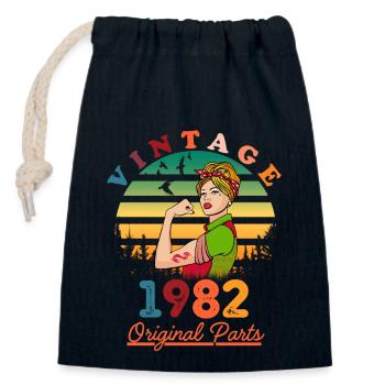 Vintage 1982 - Closable cotton gift bag (14x20cm) - navy - Front