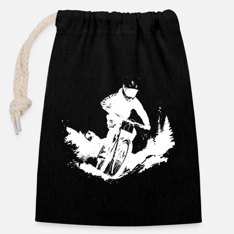 Mountainbiker - Verschließbarer Geschenkbeutel aus Baumwolle (14x20cm) - Schwarz