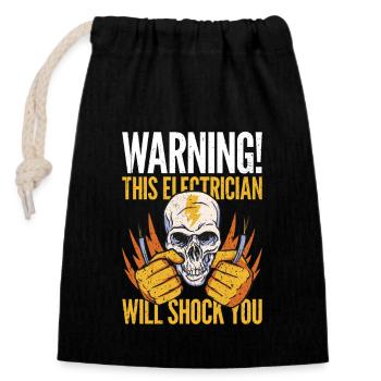 Avertissement! Cet électricien va vous choquer - Sac cadeau en coton avec cordon (14 x 20 cm) - noir - Devant