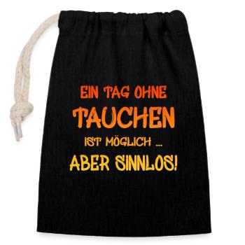 Tauchen - Verschließbarer Geschenkbeutel aus Baumwolle (14x20cm) - Schwarz - Vorne