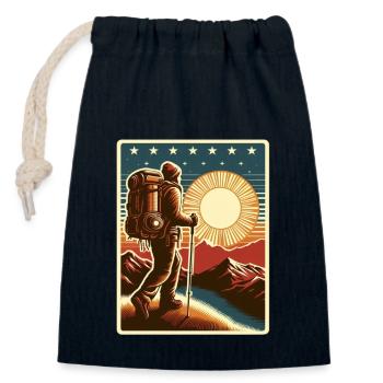 Hiking in the mountains - Closable cotton gift bag (14x20cm) - navy - Front