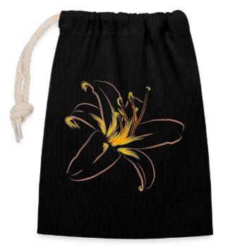 LYS ROSE CLAIR - Sac cadeau en coton avec cordon (14 x 20 cm) - noir - Devant