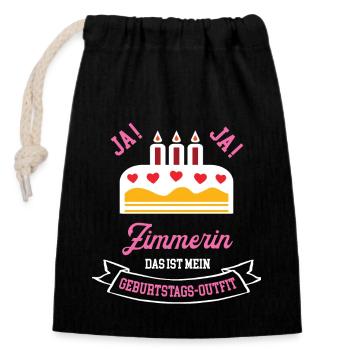 Zimmerin Geburtstag Geburtstagsgeschenk Chefin - Verschließbarer Geschenkbeutel aus Baumwolle (14x20cm) - Schwarz - Vorne