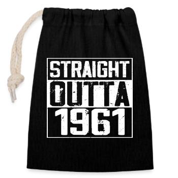 Straight Outta 1961 Cadeau Anniversaire 1961 Retro - Sac cadeau en coton avec cordon (14 x 20 cm) - noir - Devant
