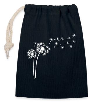 Le vent et le pissenlit blanc - Sac cadeau en coton avec cordon (14 x 20 cm) - bleu marine - Devant