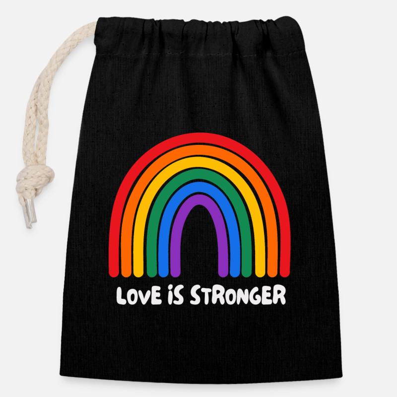 Liebe ist stärker. LGBT - Verschließbarer Geschenkbeutel aus Baumwolle (14x20cm) - Schwarz