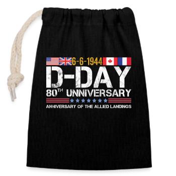 80th anniversary of the Allied Normandy landings - Closable cotton gift bag (14x20cm) - black - Front