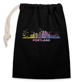 Portlander Skyline Portland - Verschließbarer Geschenkbeutel aus Baumwolle (14x20cm) - Schwarz - Vorne