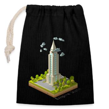 Bâtiment Empire géométrique low poly - Sac cadeau en coton avec cordon (14 x 20 cm) - noir - Devant