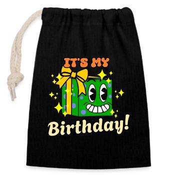 Lustiges Geburtstag Niedliches Cartoon Retro Vintage Geschenk - Verschließbarer Geschenkbeutel aus Baumwolle (14x20cm) - Schwarz - Vorne