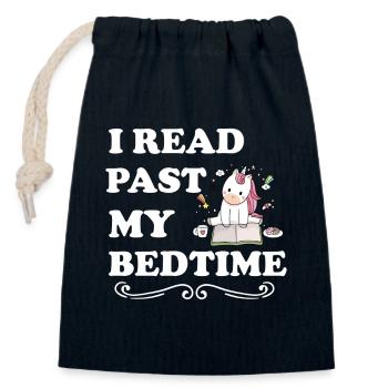 I read unicorn after bedtime - Closable cotton gift bag (14x20cm) - navy - Front