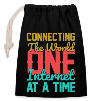 Connecting the World - Closable cotton gift bag (14x20cm) - black - Front