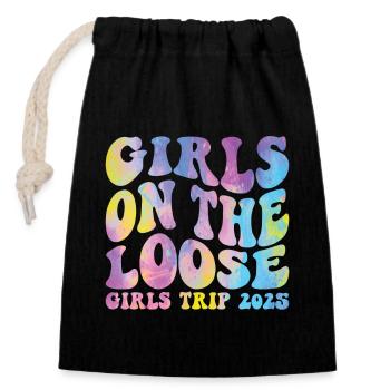 Girls On The Loose Girls Trip 2025 (Garantie du prix le plus bas) - Sac cadeau en coton avec cordon (14 x 20 cm) - noir - Devant