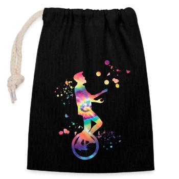 Unicyclist unicycle unicycle - Closable cotton gift bag (14x20cm) - black - Front