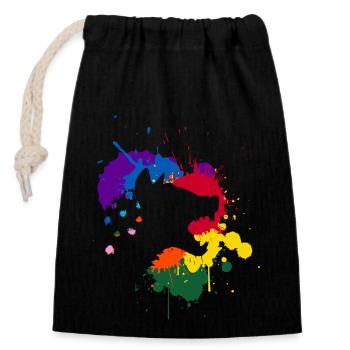 Éclat - Sac cadeau en coton avec cordon (14 x 20 cm) - noir - Devant