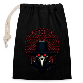 Pestarzt mit satanistischem Symbol - Verschließbarer Geschenkbeutel aus Baumwolle (14x20cm) - Schwarz - Vorne