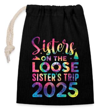 Sisters on the Run Sisters' Trip 2025 - Closable cotton gift bag (14x20cm) - black - Front