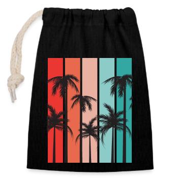 Palm Island Sommerurlaub - Verschließbarer Geschenkbeutel aus Baumwolle (14x20cm) - Schwarz - Vorne