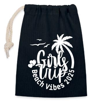 Weekend Girls Trip Beach Vibes 2025 - Verschließbarer Geschenkbeutel aus Baumwolle (14x20cm) - Navy - Vorne