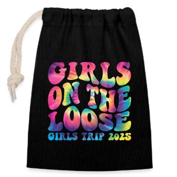 Girls On The Loose Girls Trip 2025 (Garantie du prix le plus bas) - Sac cadeau en coton avec cordon (14 x 20 cm) - noir - Devant
