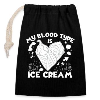 My Blood Type Ice Cream For Ice Cream Lover Gifts - Verschließbarer Geschenkbeutel aus Baumwolle (14x20cm) - Schwarz - Vorne