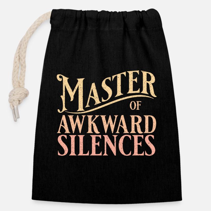 Maître des silences gênants en jaune - Sac cadeau en coton avec cordon (14 x 20 cm) - noir