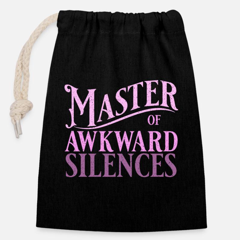Master of awkward silences in pink - Verschließbarer Geschenkbeutel aus Baumwolle (14x20cm) - Schwarz