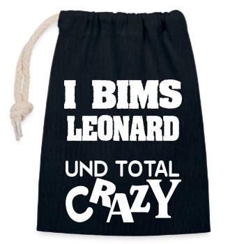 Prénom Leonard - Sac cadeau en coton avec cordon (14 x 20 cm) - bleu marine - Devant