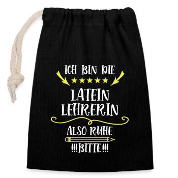 Latein Lehrerin Lustiger Spruch Lateinlehrerin - Verschließbarer Geschenkbeutel aus Baumwolle (14x20cm) - Schwarz - Vorne